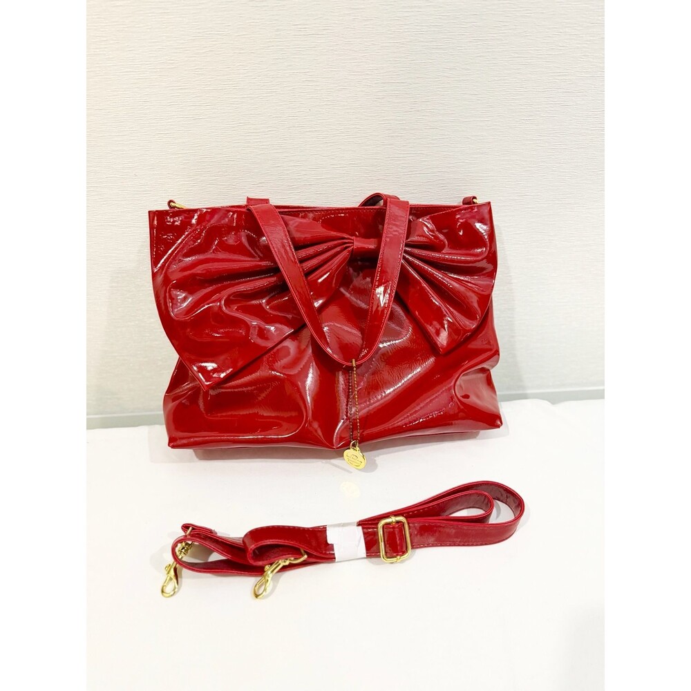 Pre-Owned Big Buddha Red Patent Bow Tote Bag with Detachable Strap